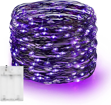 Purple Bright Copper Wire Battery Operated Waterproof Lights Christmas Decorations