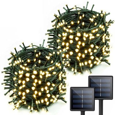Warm White Solar Icicle Lights 10m Length Outdoor 250MA 300 LED