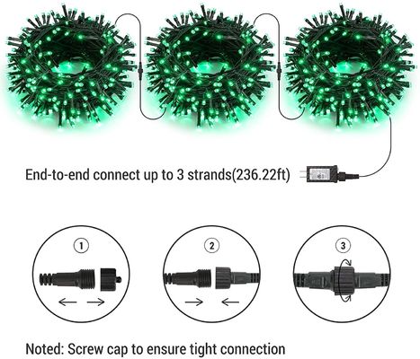 Extendable Green LED Christmas Lights Night Plug In 300 LED 240V